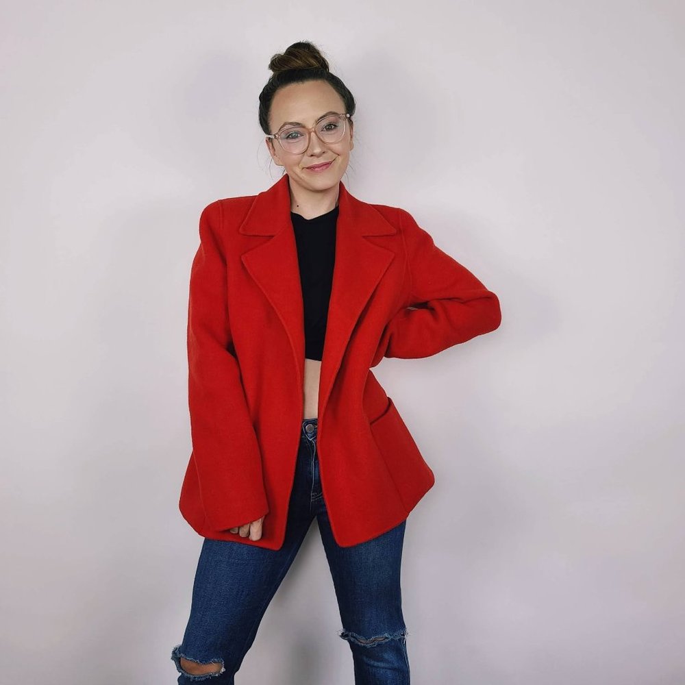 Anne Klein Red Wool Blazer
